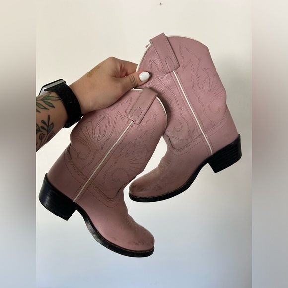 Masterson Boot Co. Pink Leather Youth Western Boots Size 13 - Picture 5 of 8